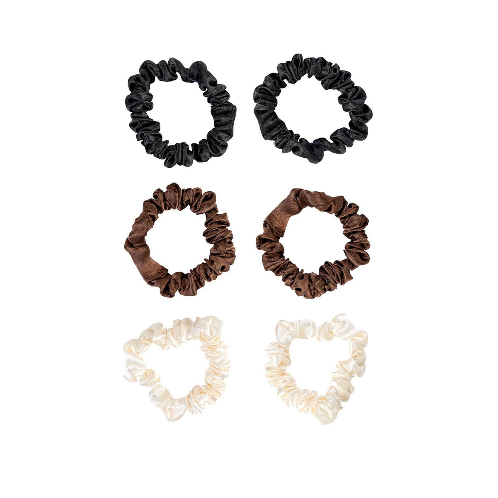 Brushworks Skinny Satin Scrunchies x6