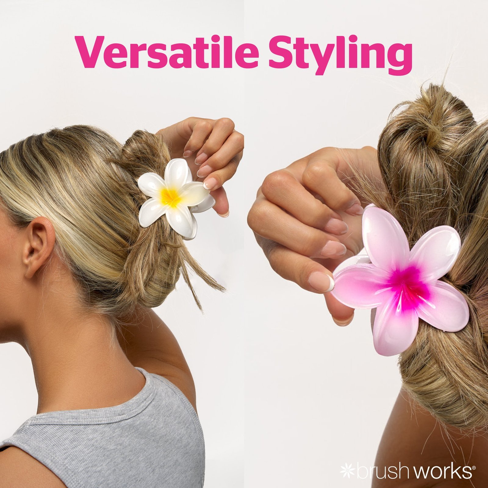 Brushworks Tropical Flower Claw Clips x3