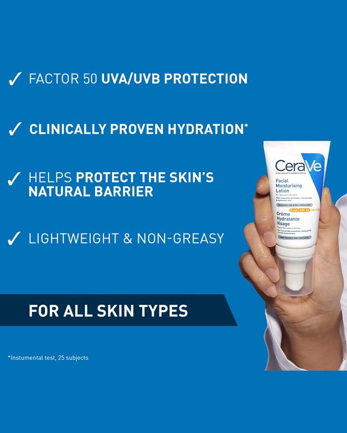 CeraVe AM Facial Moisturizing Lotion Fragrance-Free SPF50 52ml