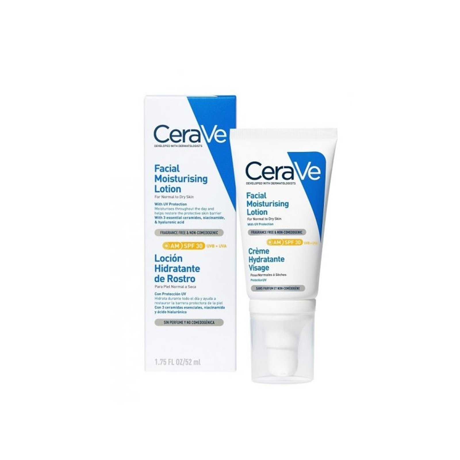 CeraVe AM Loción hidratante facial SPF 30, 52 ml