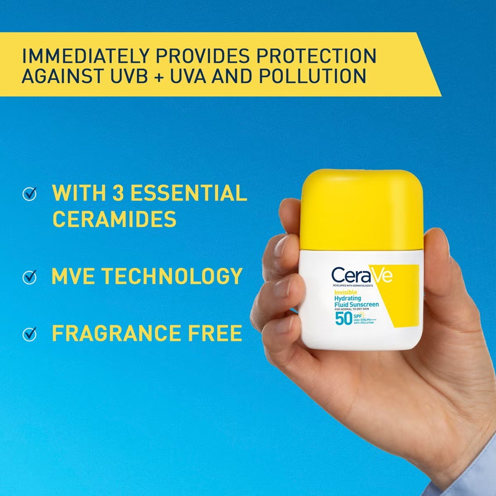 CeraVe سائل واقٍ من الشمس مرطب غير مرئي SPF50 50ml