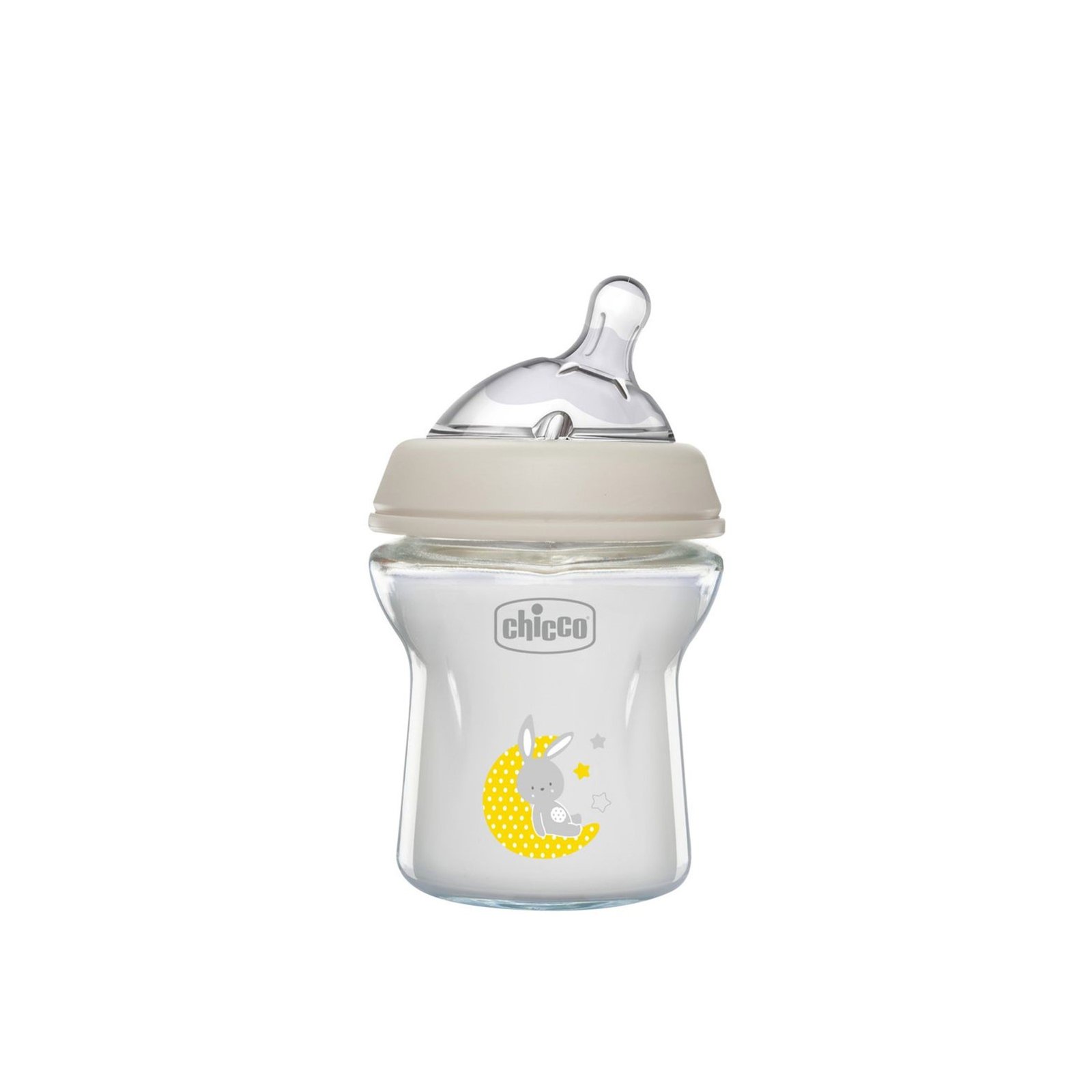 Chicco Natural Feeling Slow Flow Glass Bottle 0m+ Beige USA