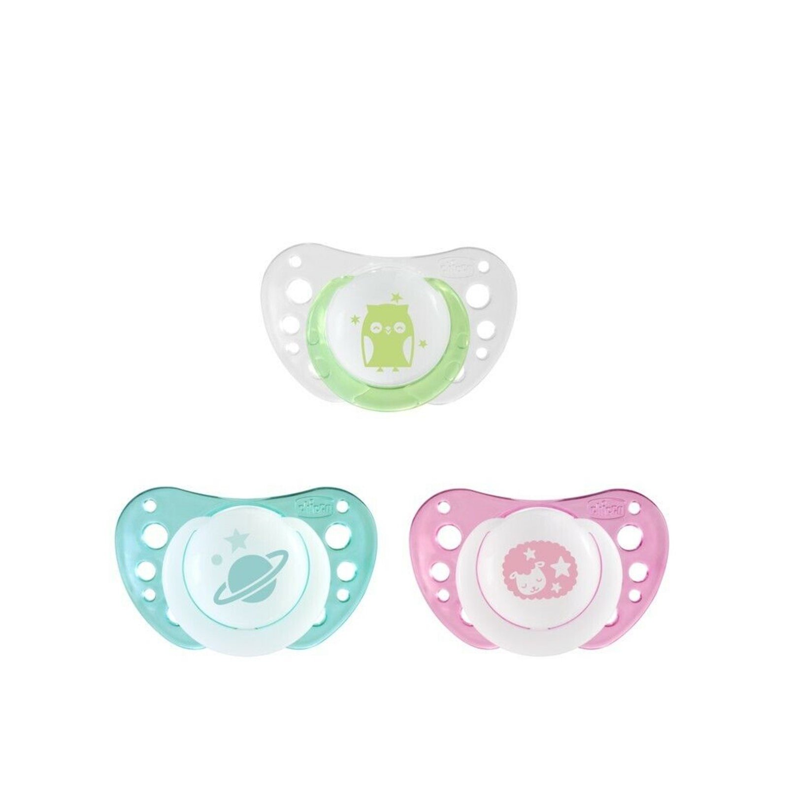 Chicco Physio Air Glow in the Dark Pacifier 0-6m x2