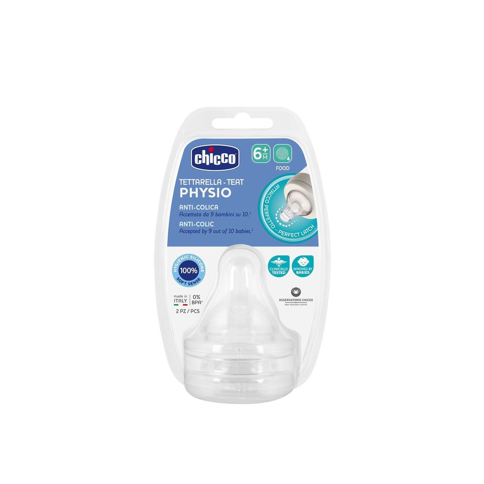Chicco Physio Tetina de Silicona Anticólicos para Alimentación 6m+ x2
