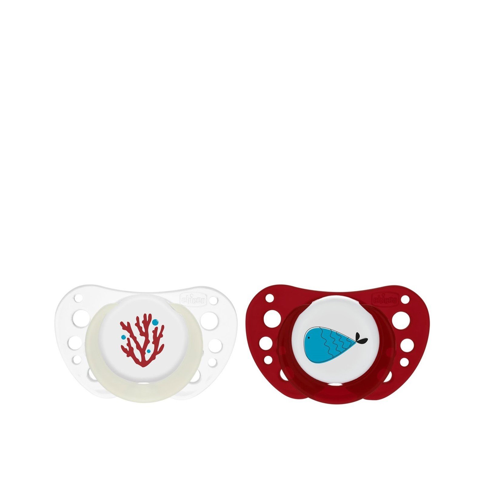 Chicco PhysioForma Air Glow in the Dark Pacifier 16-36m White/Red x2