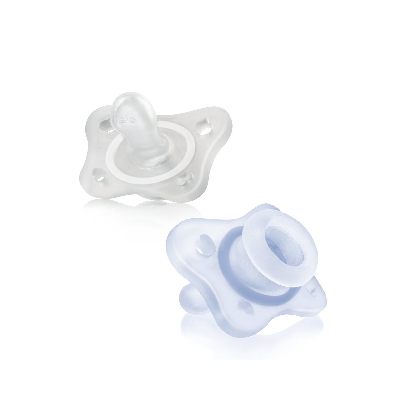 Chicco PhysioForma Mini Soft Silicone Pacifier 0-2m Transparent/Blue x2