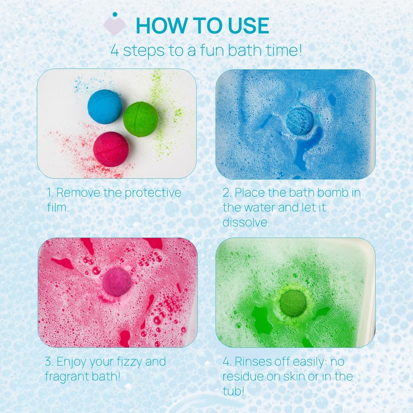 Chicco POP Kids & Teens Fizzy Bath Bombs x3