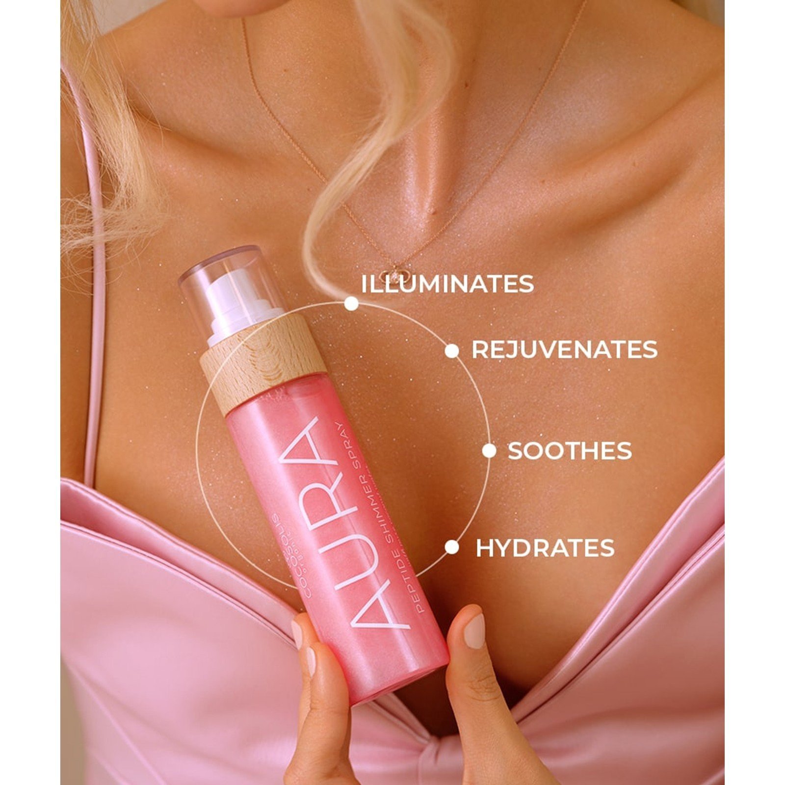 COCOSOLIS Aura Spray Iluminador con Péptidos Pink 100ml (3.38floz)
