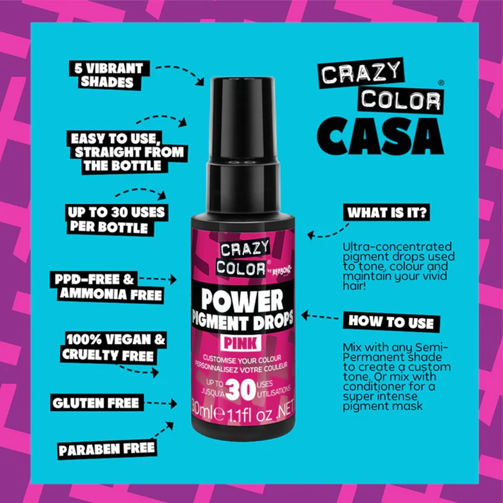Crazy Color Gotas De Pigmento Concentrado Pink 30ml