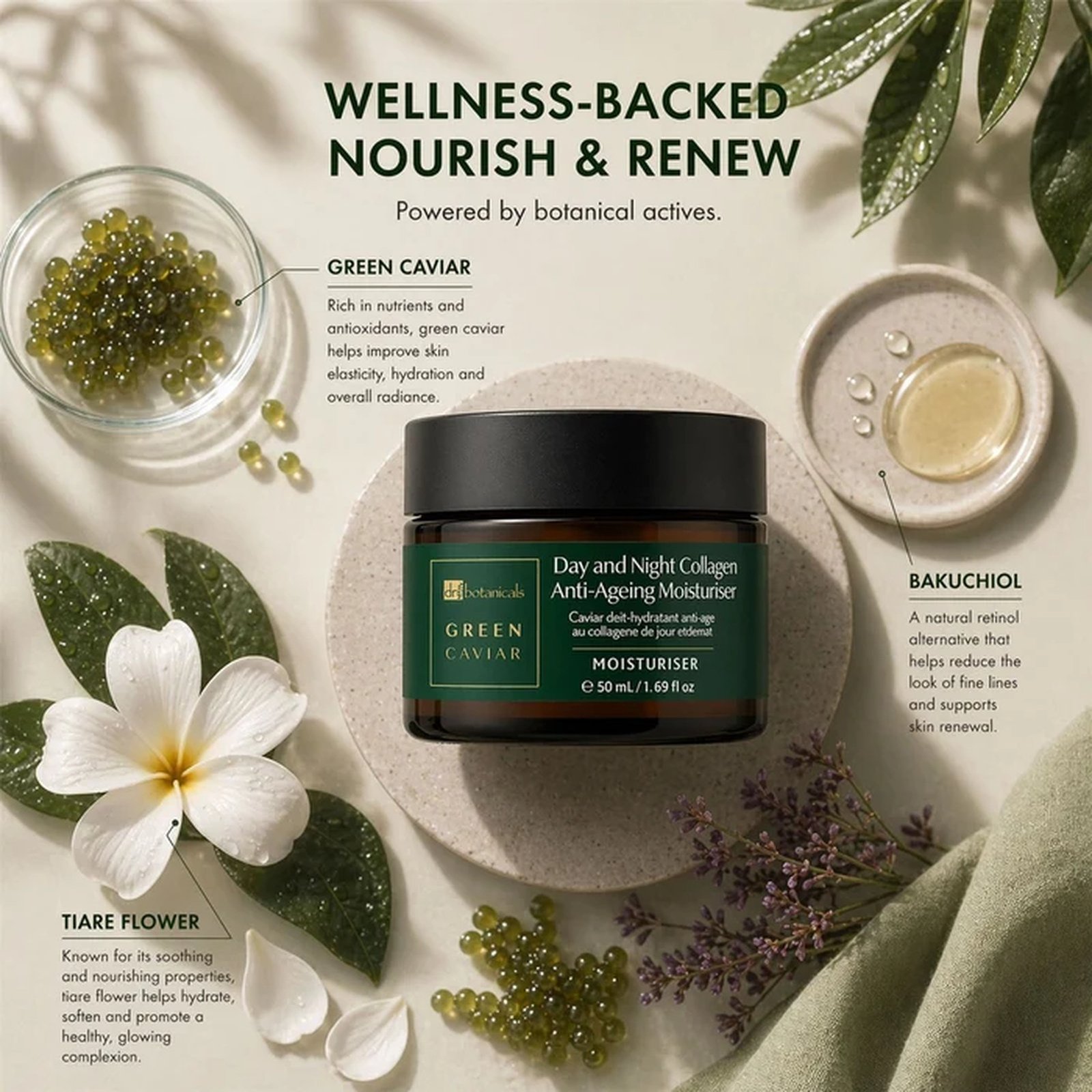 Dr. Botanicals Green Caviar Day and Night Collagen Anti-Aging Moisturizer 50ml