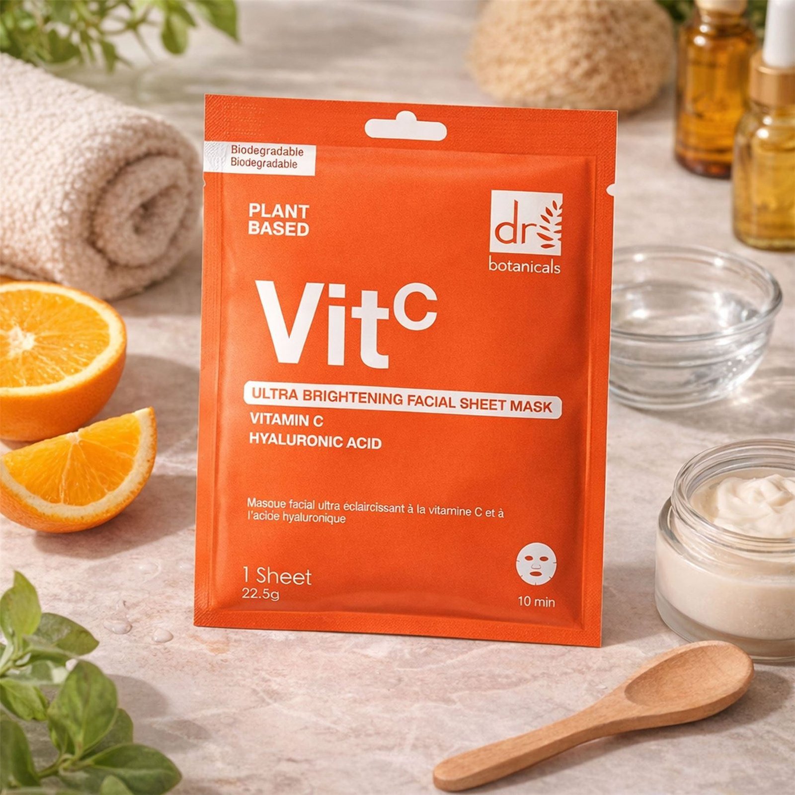 Dr. Botanicals VitC Ultra Brightening Facial Sheet Mask with Vitamin C and Hyaluronic Acid x1