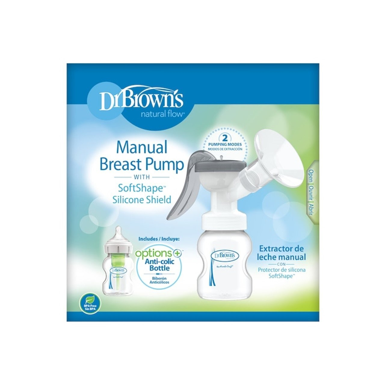 Dr. Brown’s Manual Breast مضخة + Options+ Anti-Colic BPA-Free Plastic Bottle 150ml