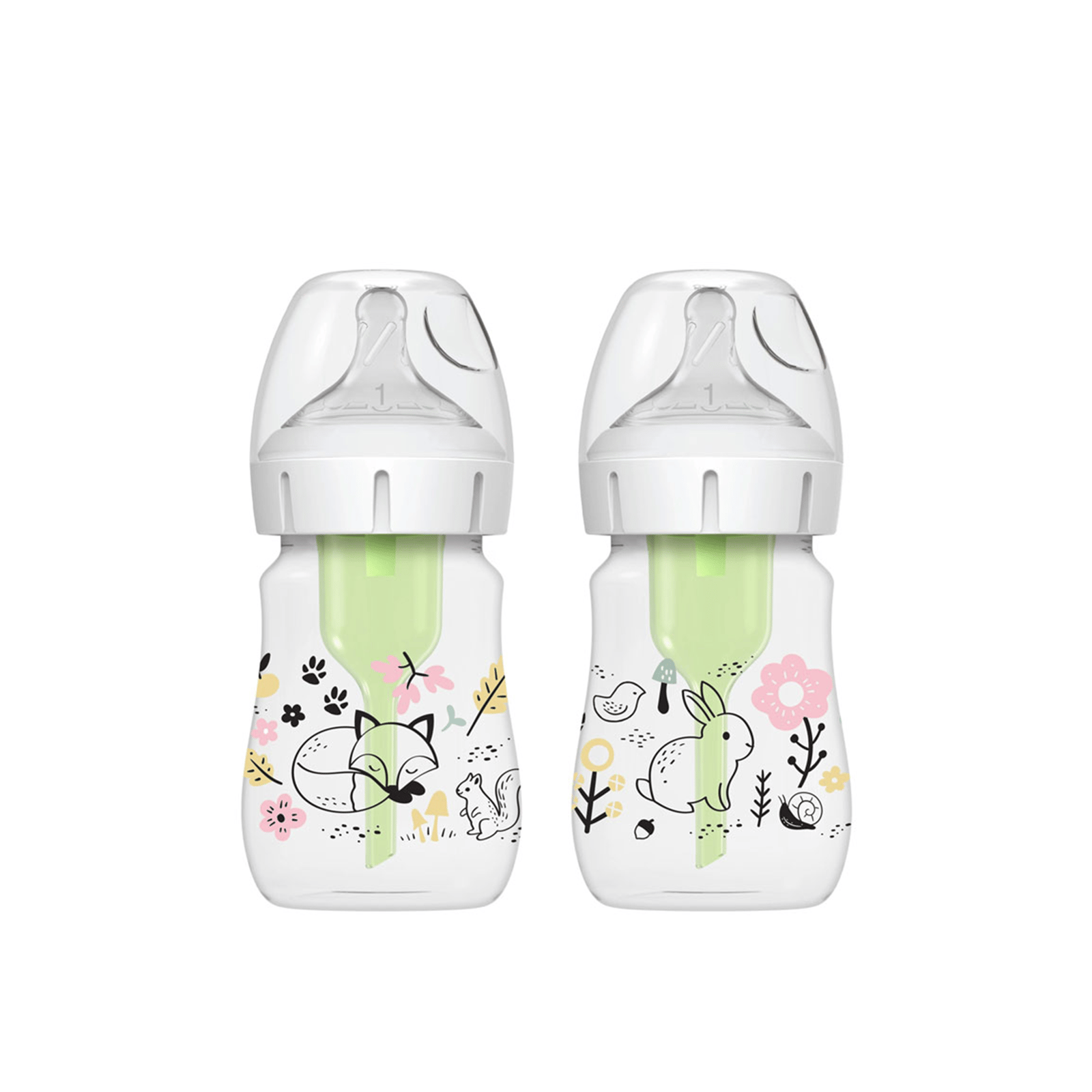 Dr. Brown’s Options+ Anti-Colic Wide-Neck BPA-Free Plastic زجاجة رضاعة 0m+ Woodland 150ml x2