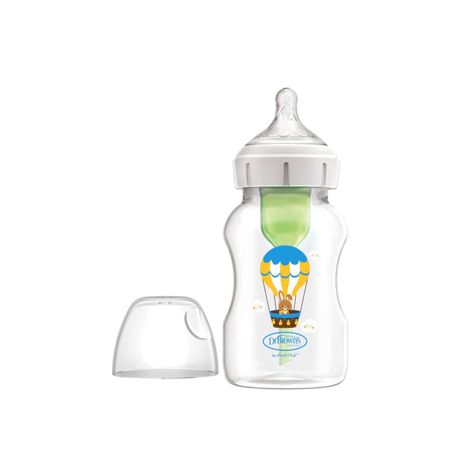 Dr Brown's Options+ Biberon en Plastique Sans BPA à Col Large Anti-Coliques 3m+ Bunny 330ml