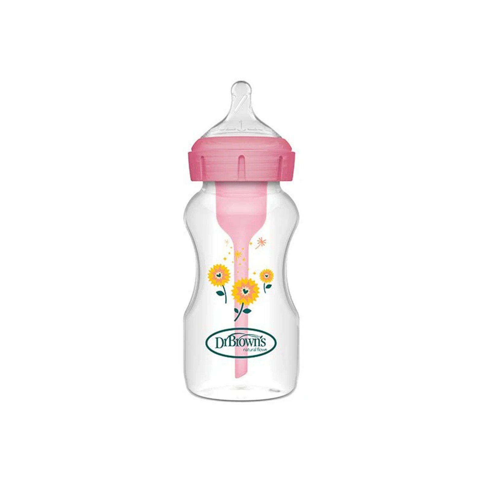 Dr. Brown’s Options+ Anti-Colic Wide-Neck BPA-Free Plastic Bottle 0m+ Pink 270ml