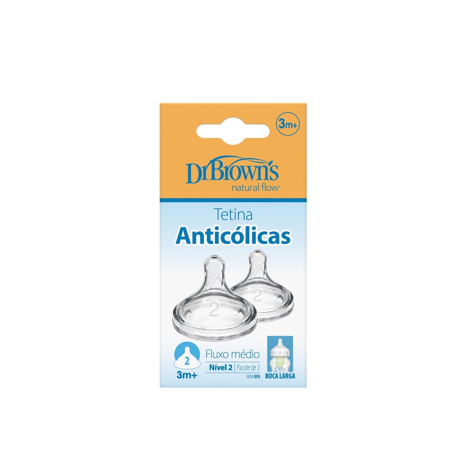 Dr. Brown's Options+ Wide-Neck Baby Bottle Silicone Nipple x2