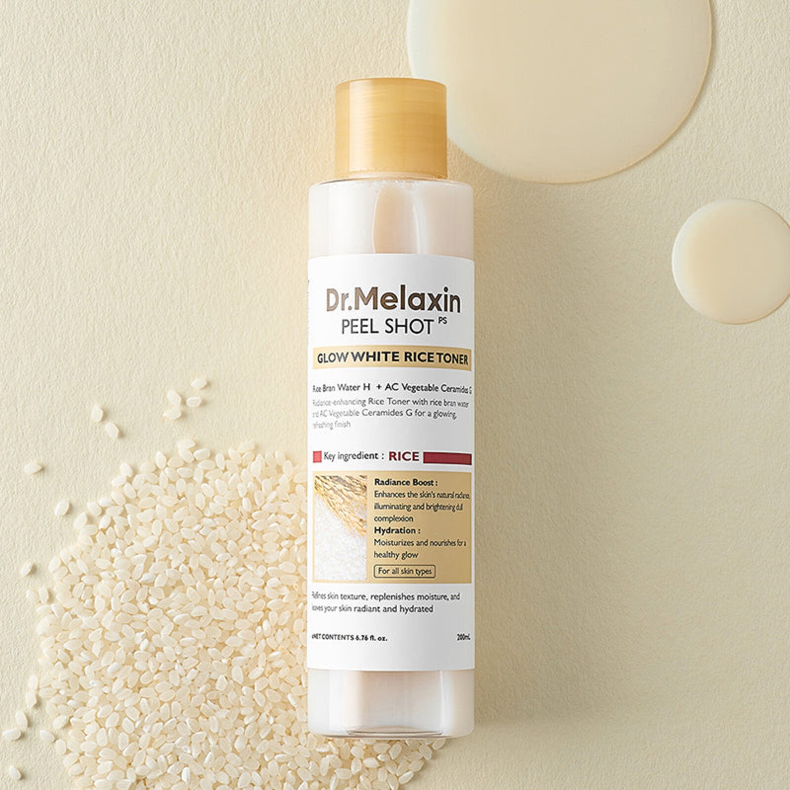 Dr.Melaxin Peel Shot Tónico Exfoliante de Arroz Blanco 200ml (6.76floz)