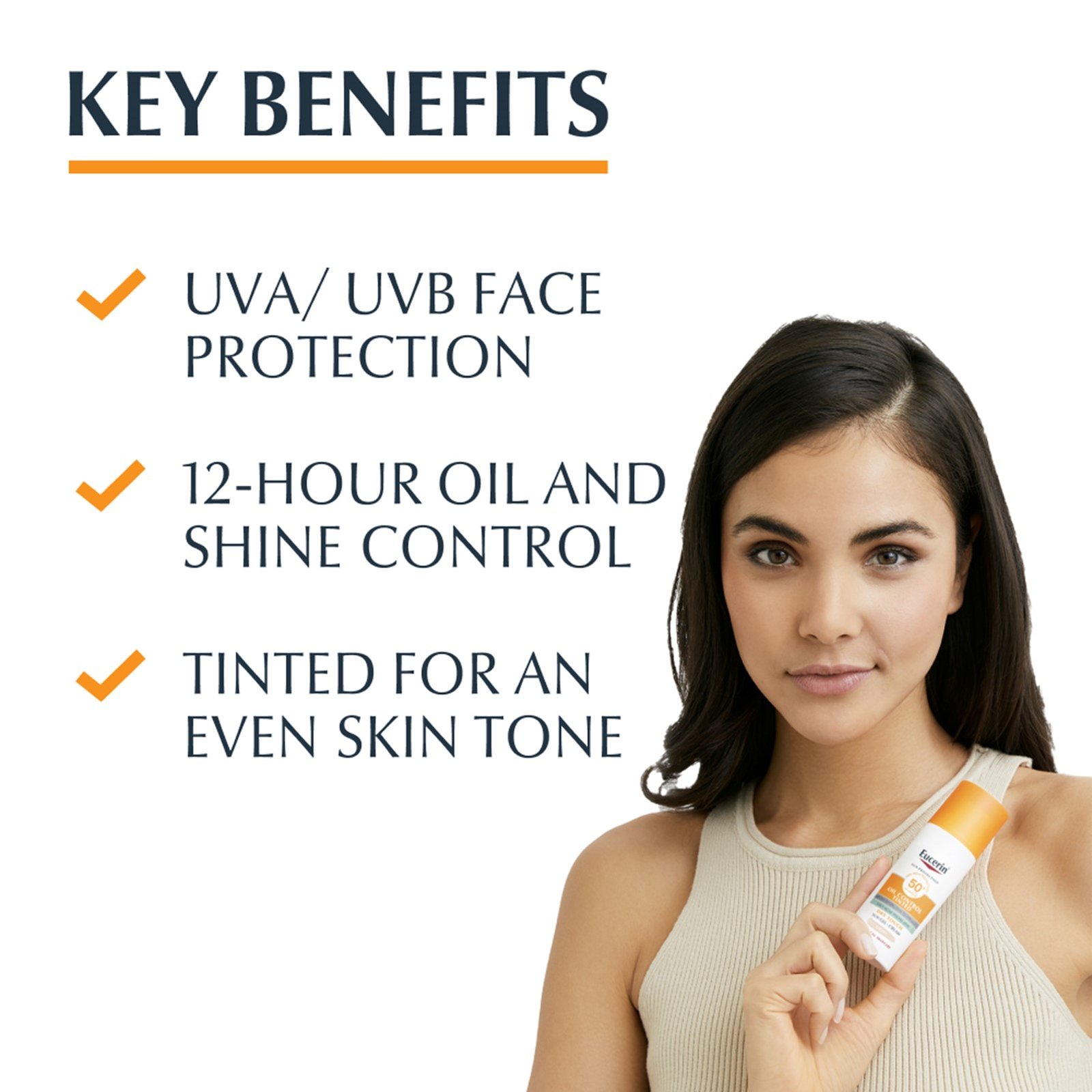 Eucerin Sun Oil Control Tinted Gel-Cream Dry Touch Sunscreen SPF50+ Light 50ml (1.69floz)
