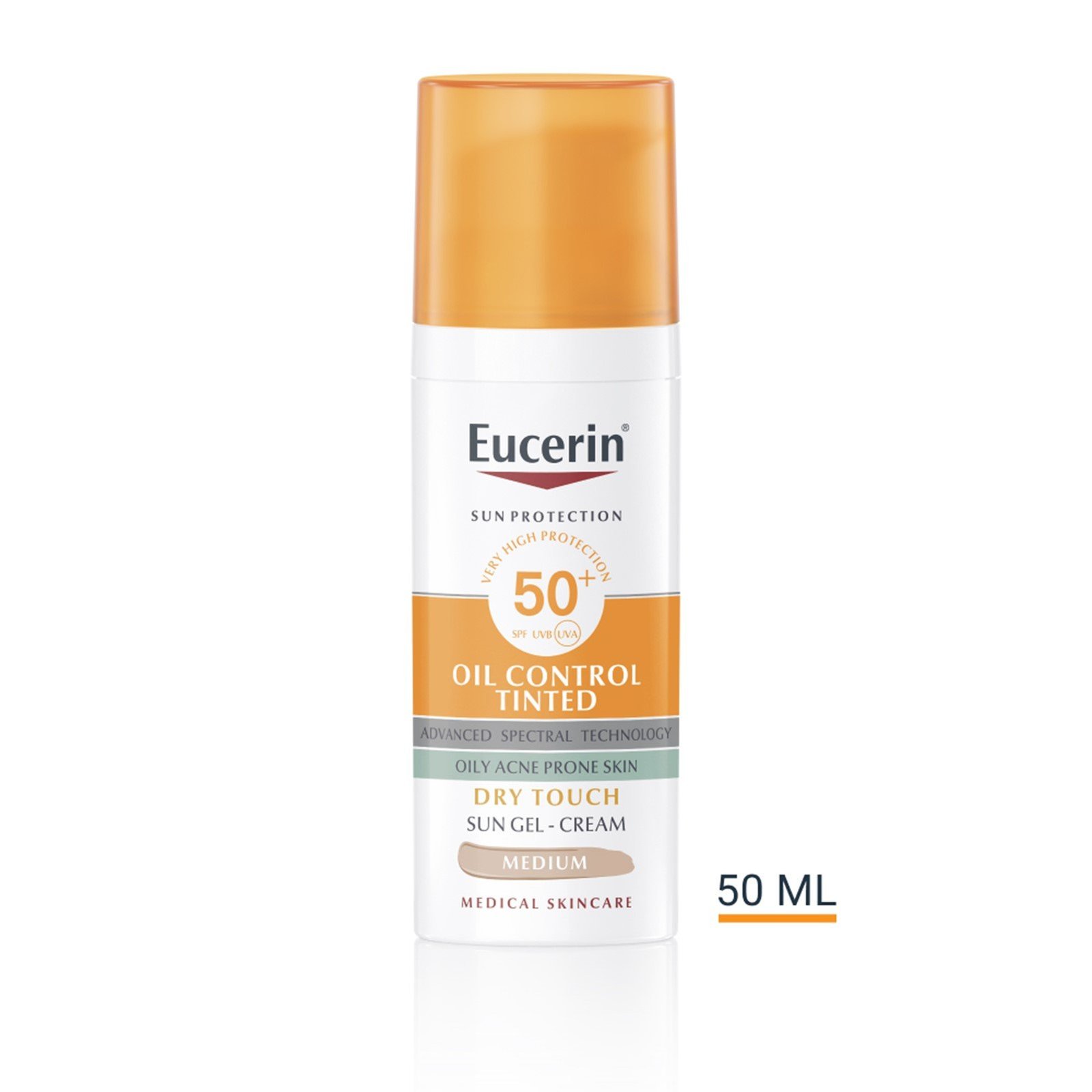 Eucerin Sun Oil Control Obarvan Gel-Krem Dry Touch za Sončenje ZF50+ Medium 50ml