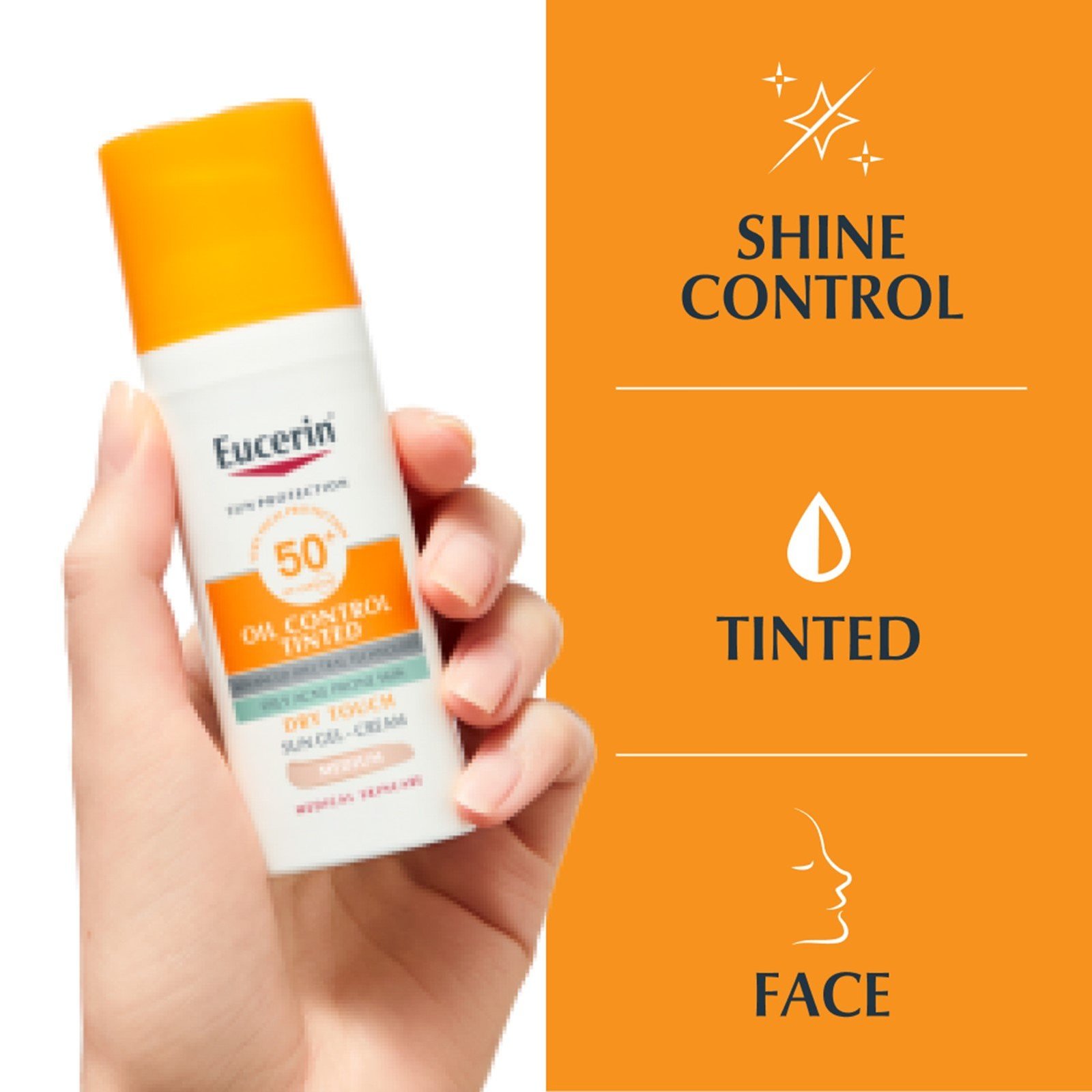 Eucerin Sun Oil Control Obarvan Gel-Krem Dry Touch za Sončenje ZF50+ Medium 50ml