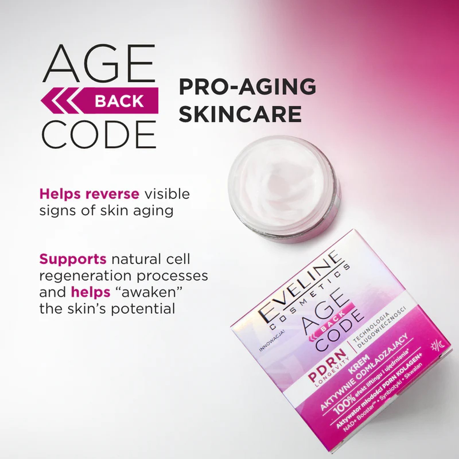 Eveline Cosméticos Age Back Code PDRN Crema rejuvenecedora activa 50 ml