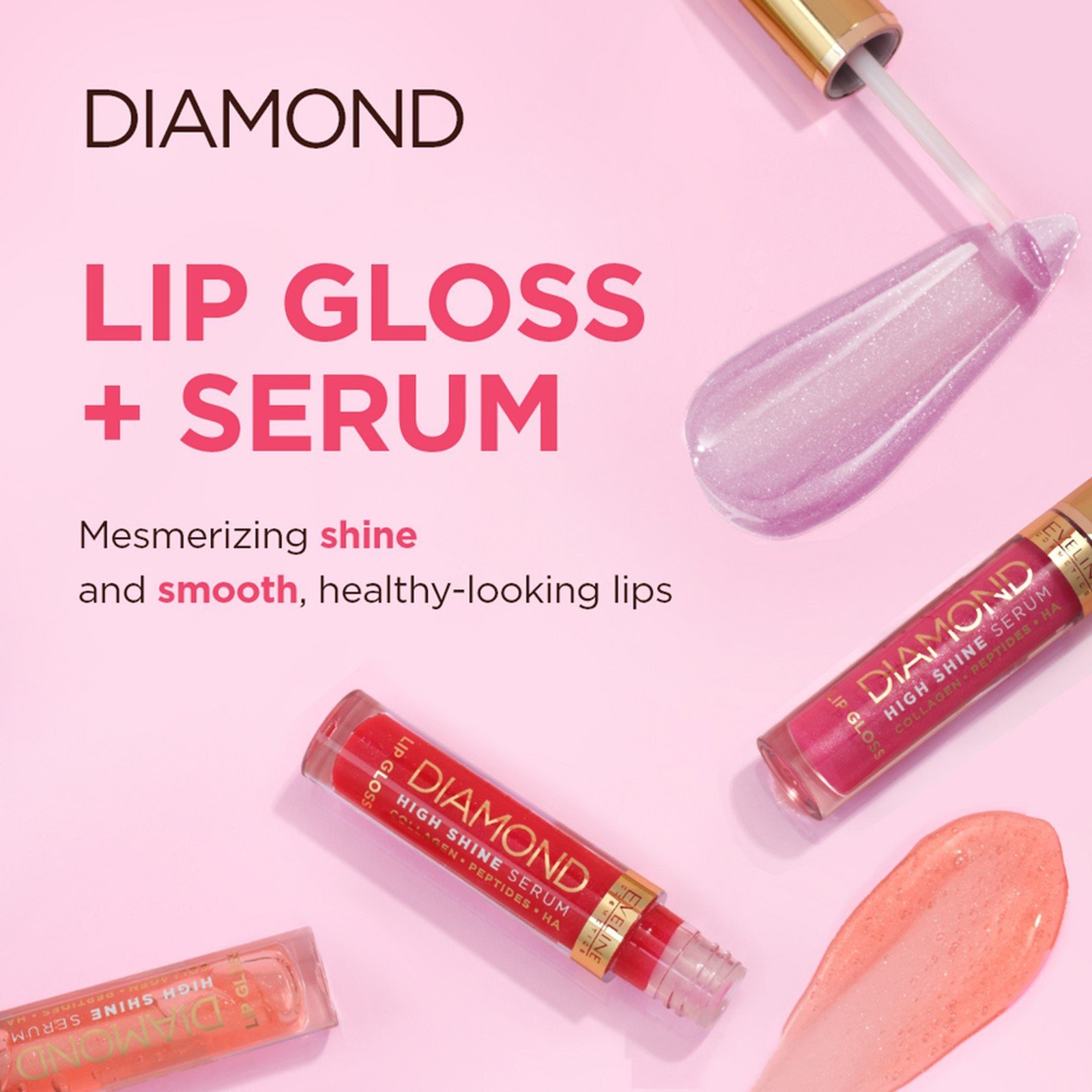 Eveline Cosmetics Diamond Sérum de Brillo Intenso Brillo de Labios 24 Amethyst Glow 5ml