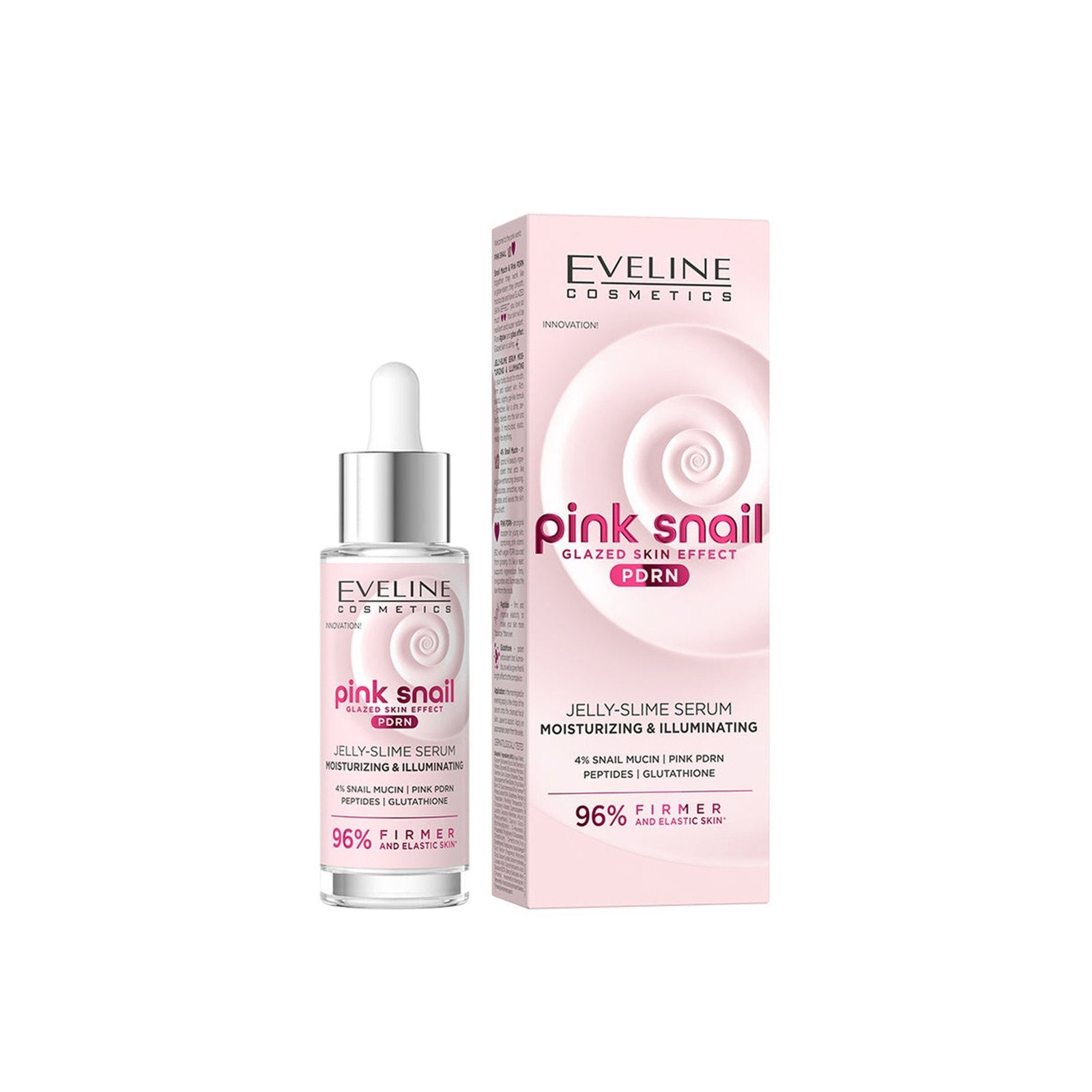 Eveline Cosmetics Pink Snail سيروم جيلي-سلايم مرطب ومضيء 30ml