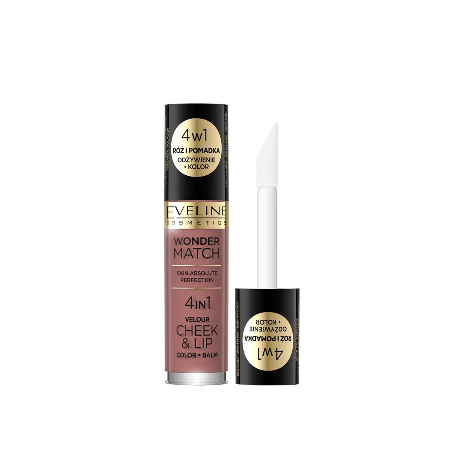 Eveline Cosmetics Wonder Match بلسم لون 4 في 1 مخملي للخدود والشفاه