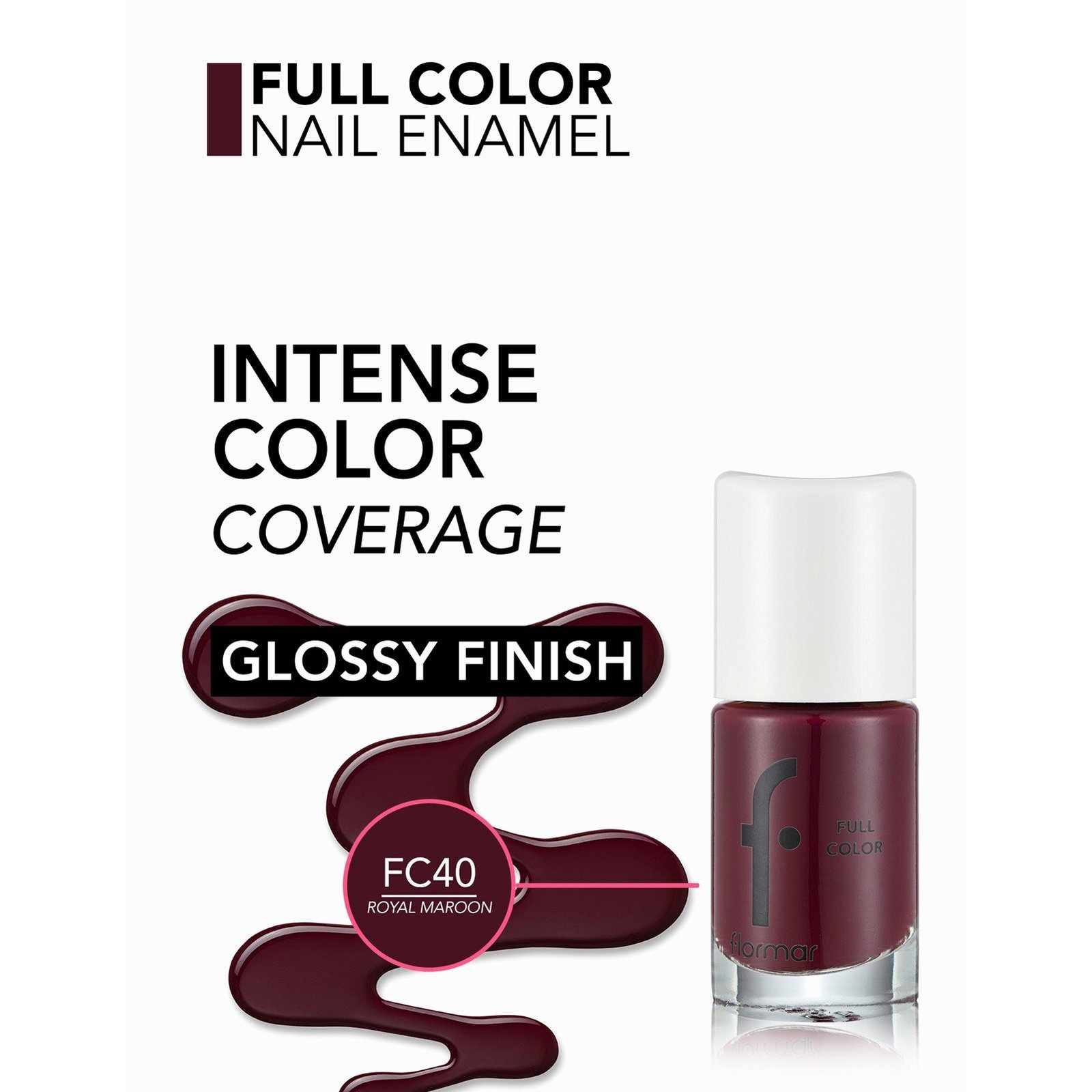 Flormar Full Color Nail Enamel 40 Royal Maroon 8ml (0.27floz)