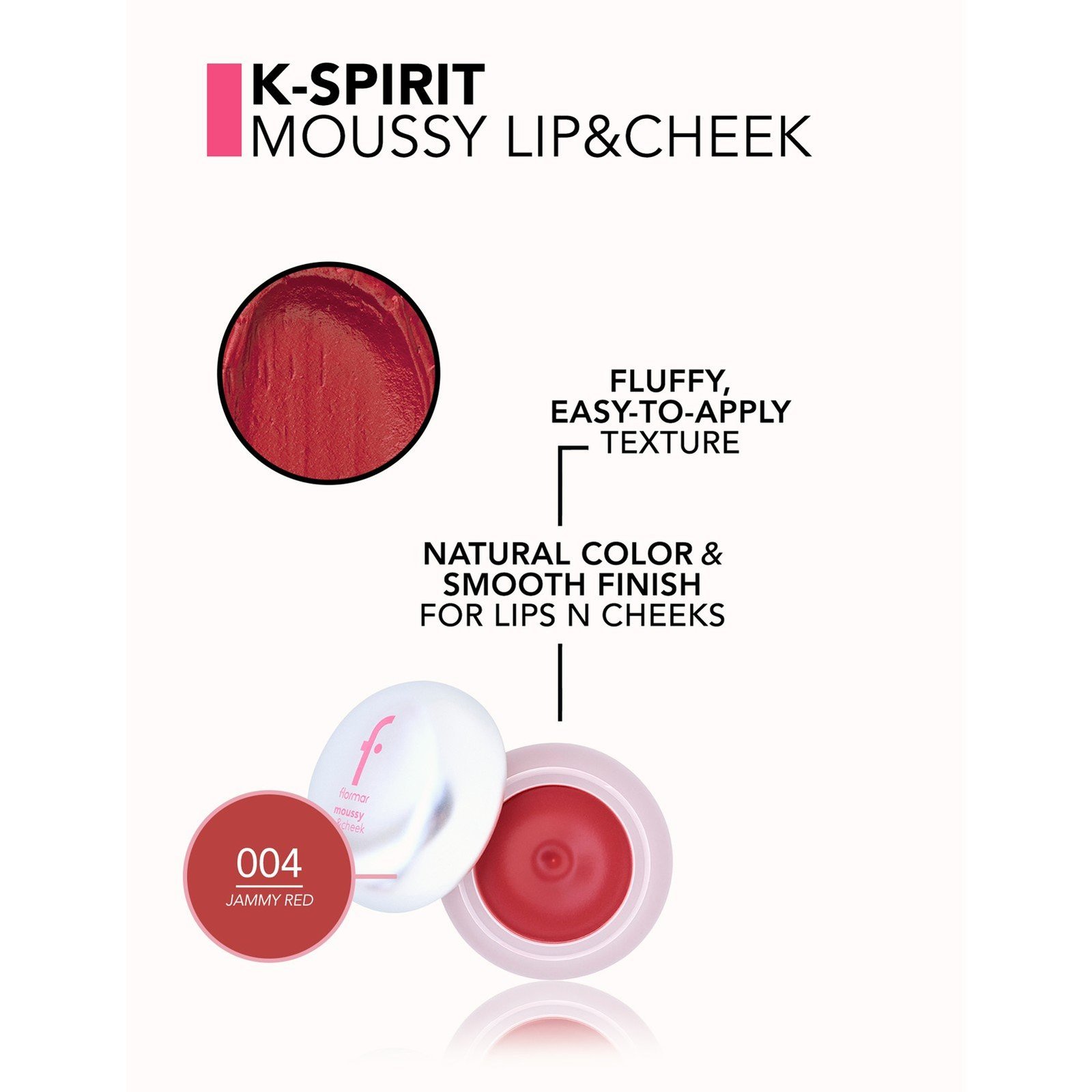 Flormar K-Spirit Moussy Lip & Cheek 004 Jammy Red 5g