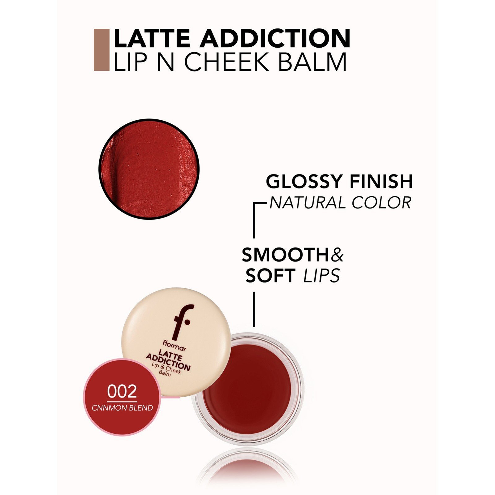 Flormar Latte Addiction Lip & Cheek Balm 002 Cinnamon Blend 3.2g