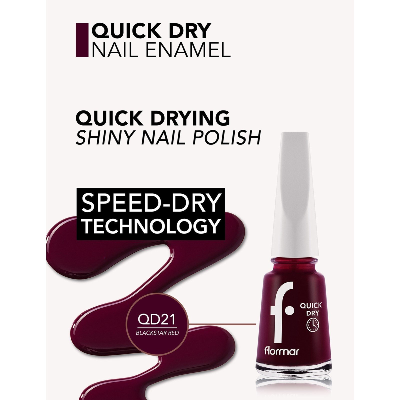 Flormar Esmalte de Uñas de Secado Rápido 21 Blackstar Red 11ml