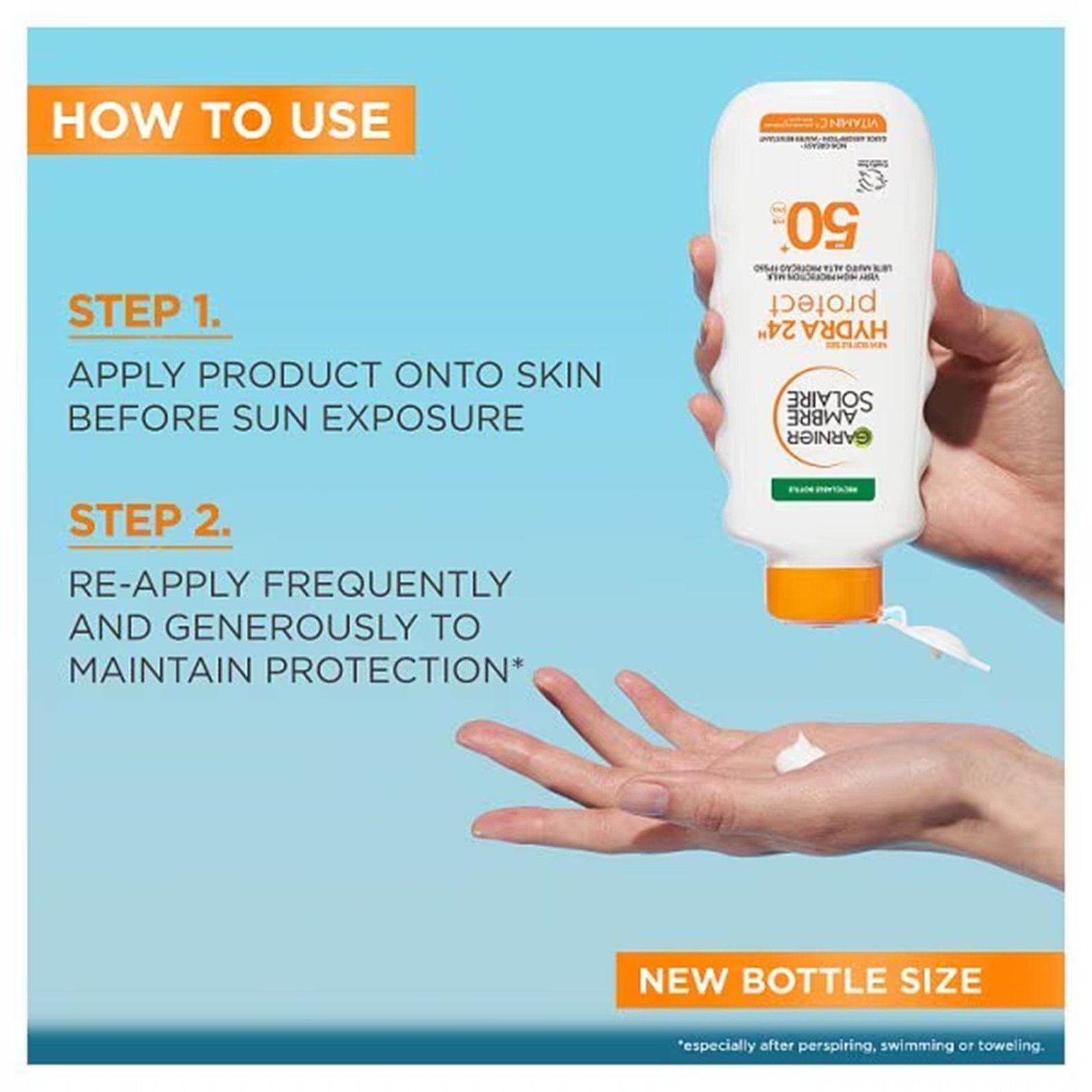 Garnier Ambre Solaire Hydra 24h Protect Leite de Proteção Muito Alta SPF50+ 400ml