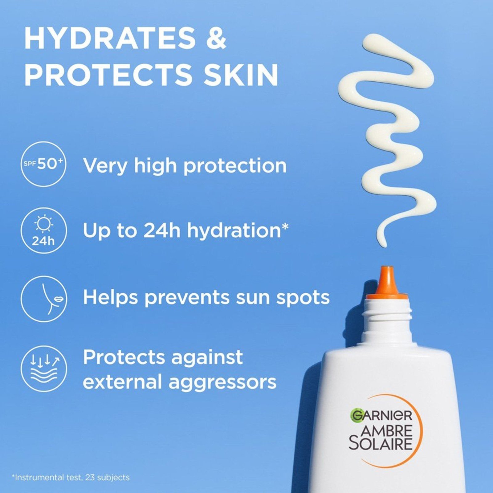 Garnier Ambre Solaire Super UV Fluido Hidratante con Ácido Hialurónico SPF50+ Protector Solar 40ml (1.35floz)