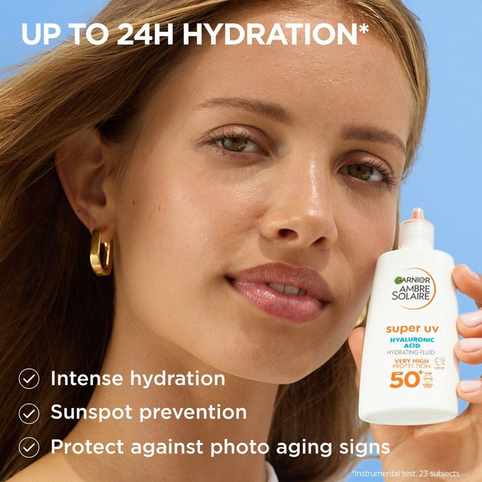 Garnier Ambre Solaire Super UV Fluido Hidratante con Ácido Hialurónico SPF50+ Protector Solar 40ml (1.35floz)