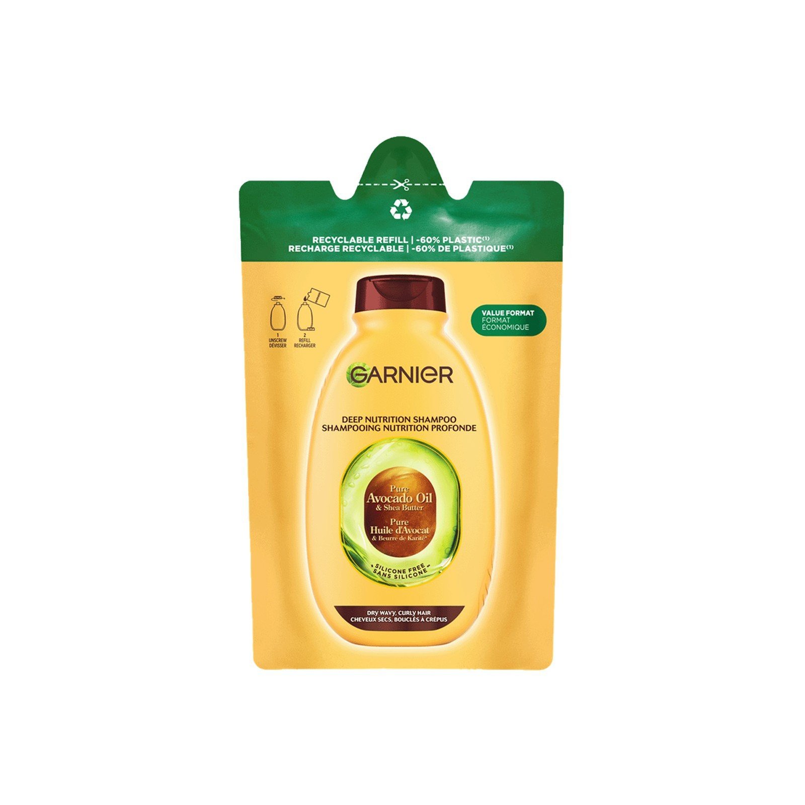 Garnier Ultimate Blends Champô Óleo de Abacate & Manteiga de Karité Recarga 250ml
