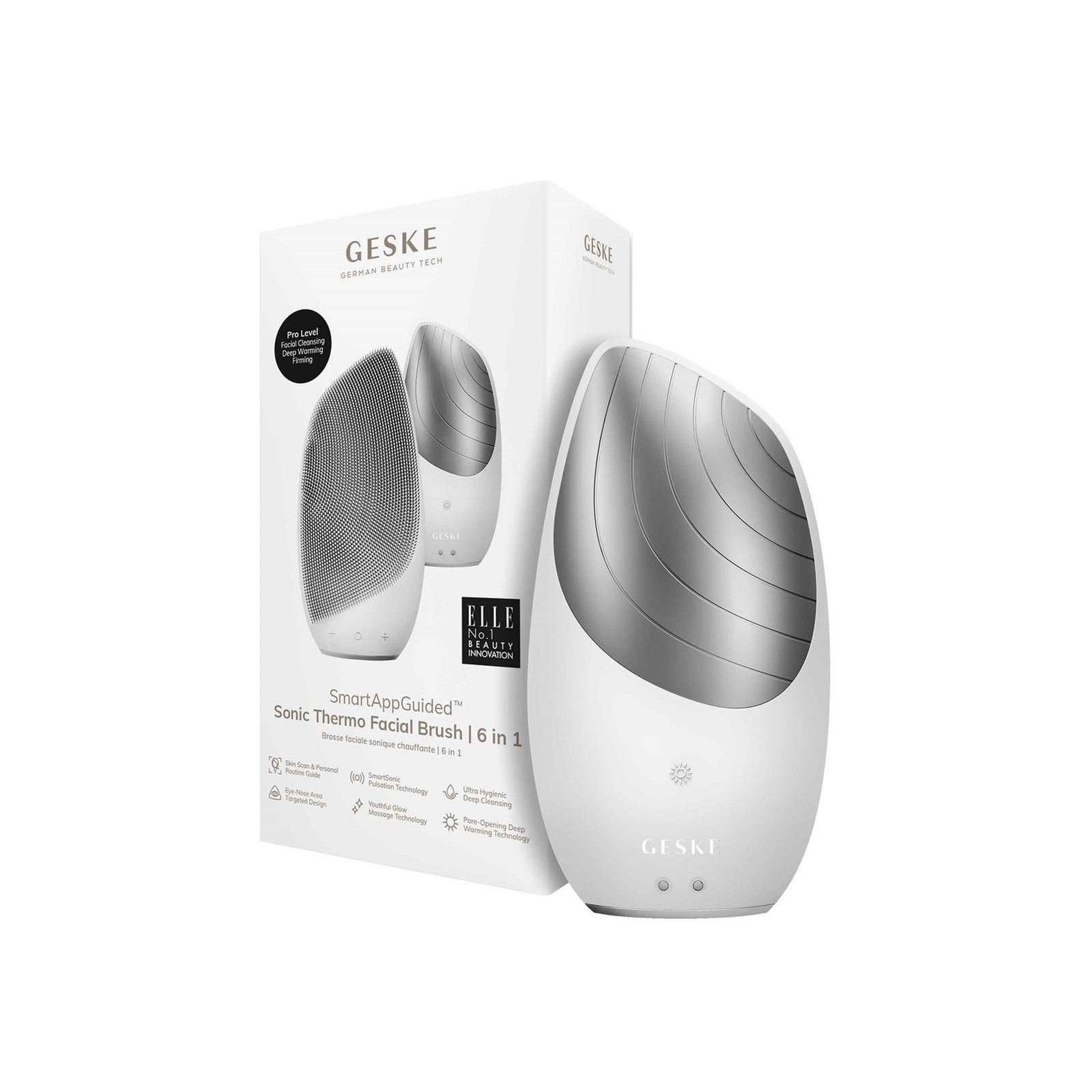 GESKE Sonic Thermo Facial Brush 6-In-1 White