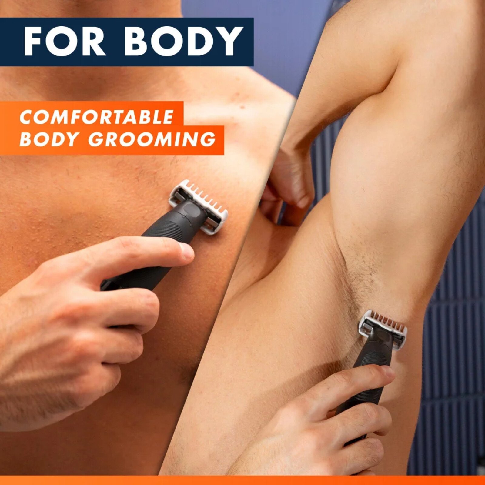 Gillette Fusion One مشذّب وحلّاقة هجين للوجه والجسم متعدد الاستخدامات