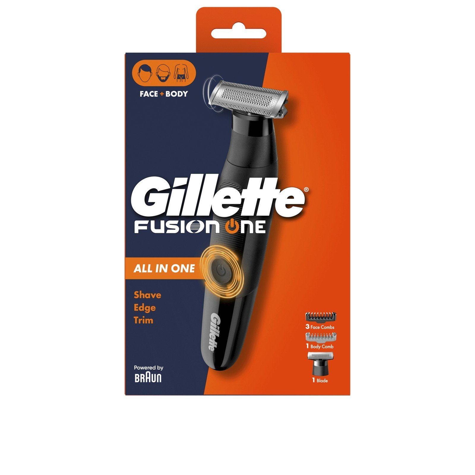 Gillette Fusion One مشذّب وحلّاقة هجين للوجه والجسم متعدد الاستخدامات