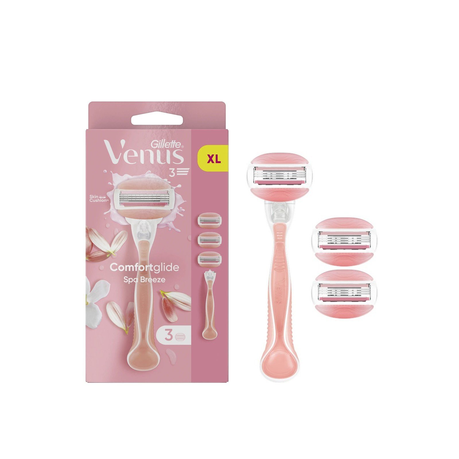 Gillette Venus ComfortGlide Spa Breeze Razor + 3 Replacement Blades