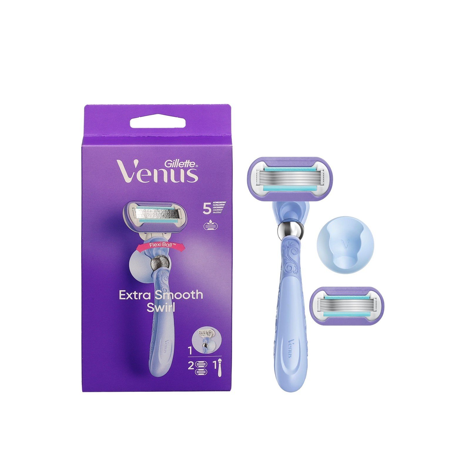 Gillette Venus Extra Smooth Swirl Razor + 2 Replacement Blades