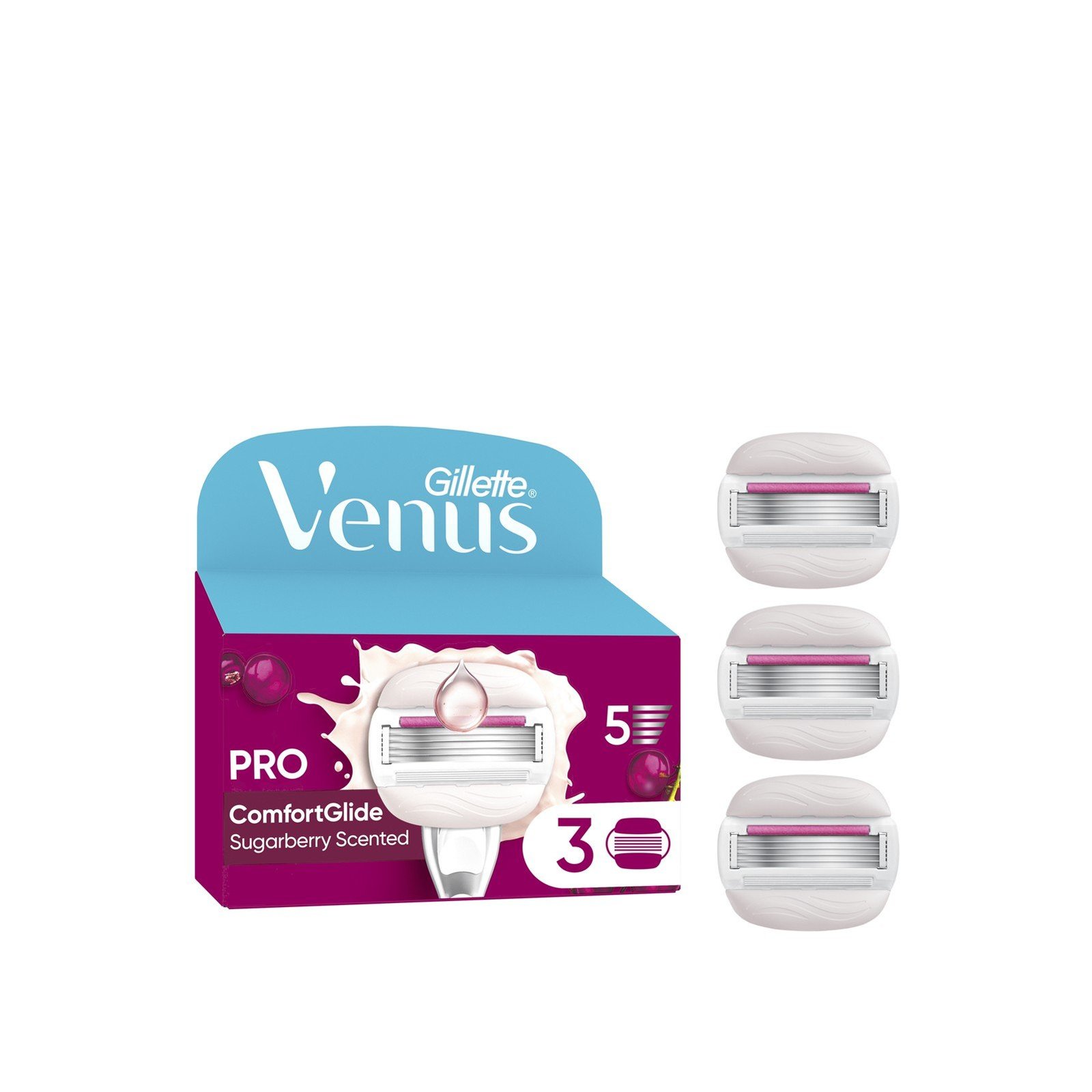 Gillette Venus Pro ComfortGlide Lames de Rechange Parfum Sugarberry x3