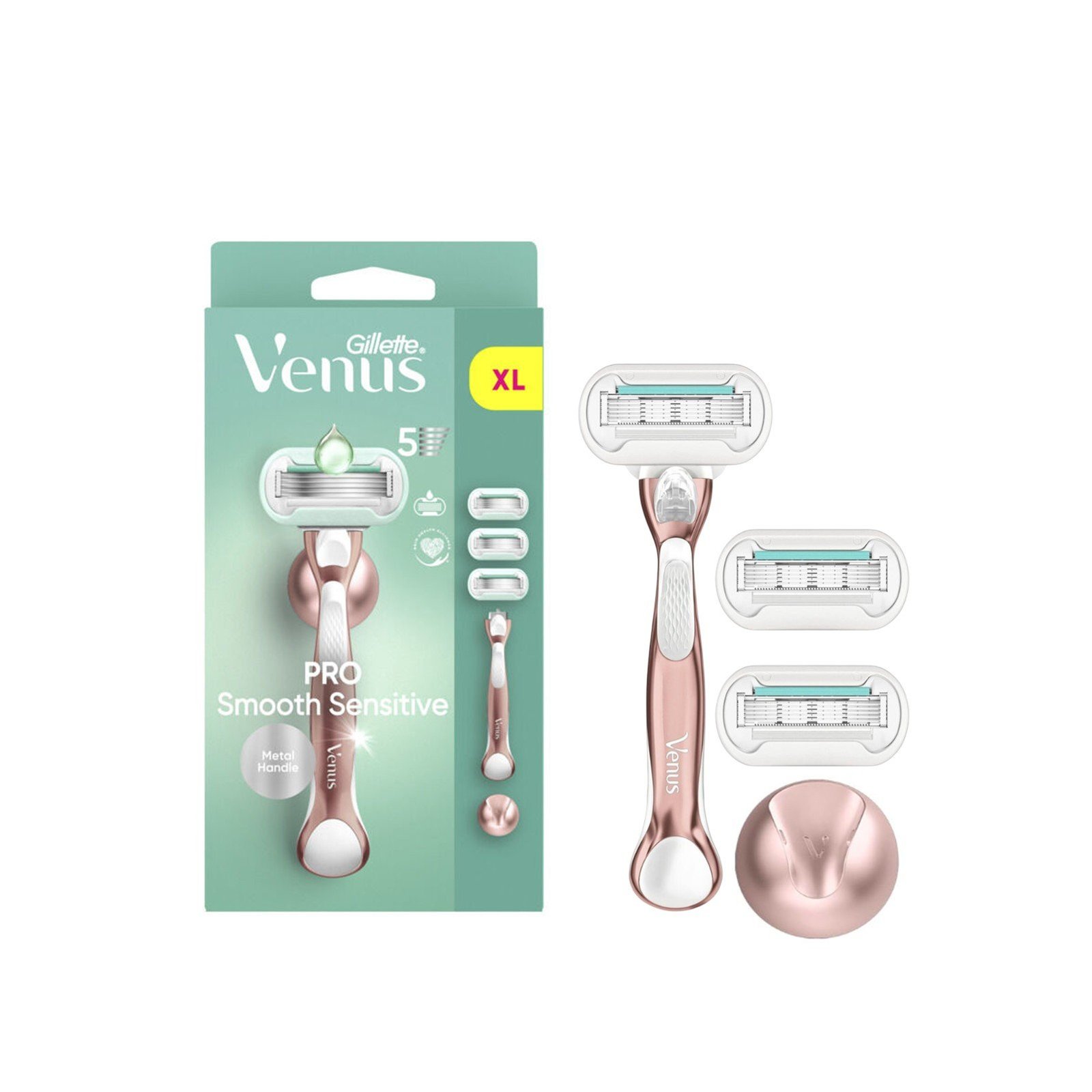Gillette Venus Pro Smooth Sensitive Razor + 3 Replacement Blades