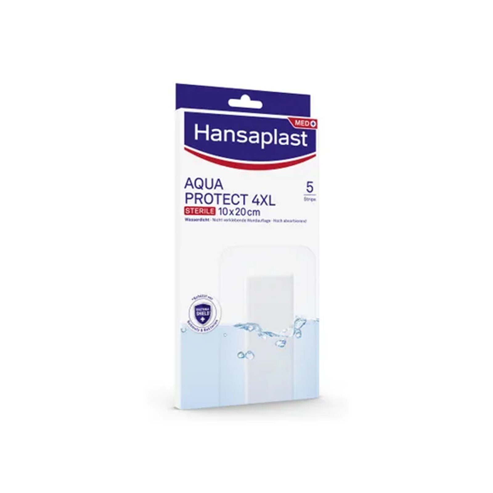 Hansaplast Med+ Aqua Protect 4XL Cerotti Sterili Impermeabili Per Ferite x5