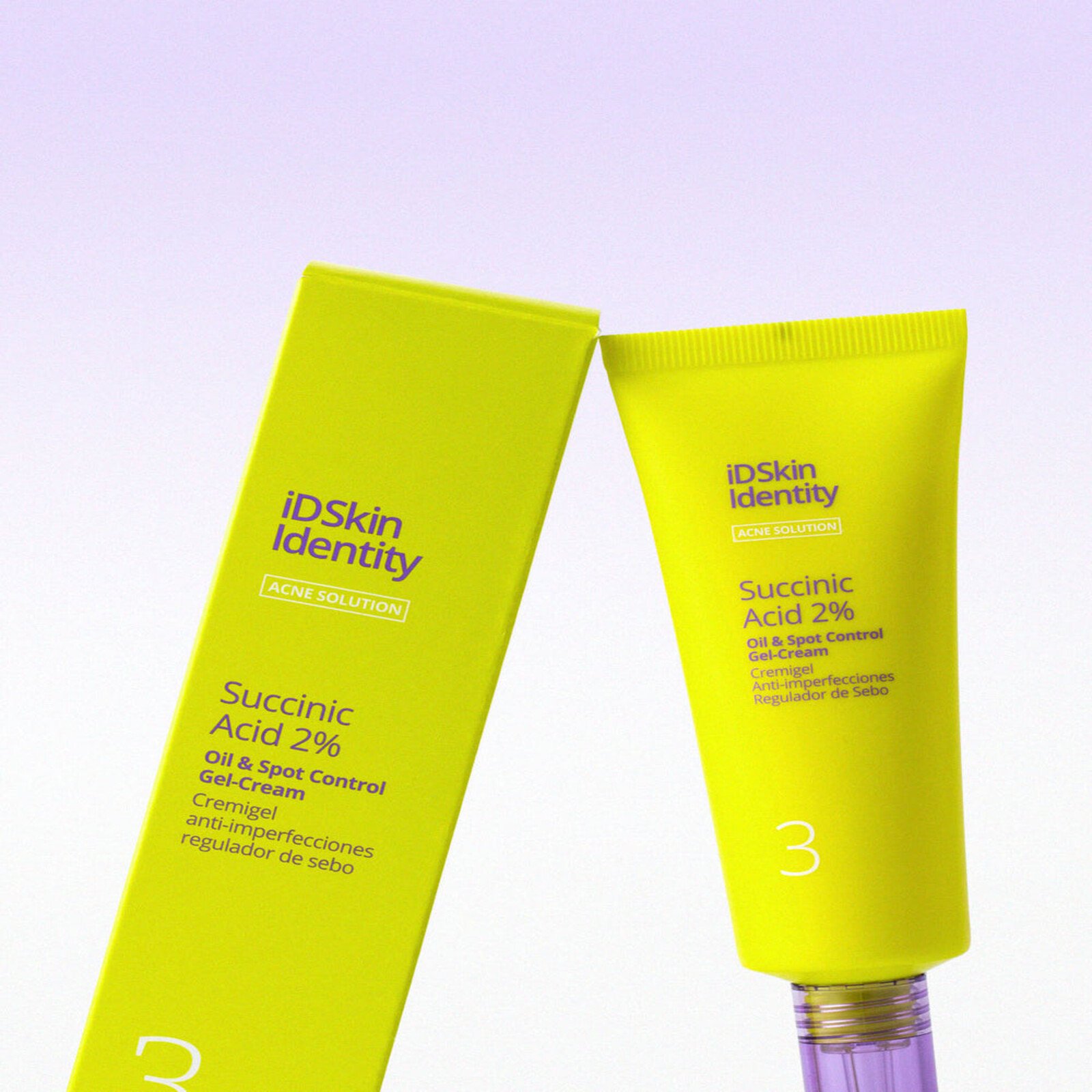 iD Skin Identity Acne Solution حمض السكسينيك 2% كريم جل للتحكم في الزيوت والبثور 50ml