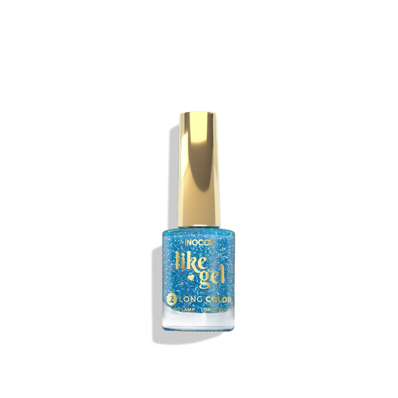 INOCOS Like Gel 2 Long Color Nail Polish 180 Holo Blue Glitter 11ml