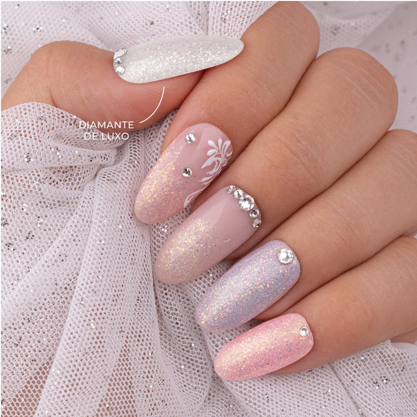 INOCOS Luxury Diamond Gel de Esmalte DS1 White with Glitter 15ml