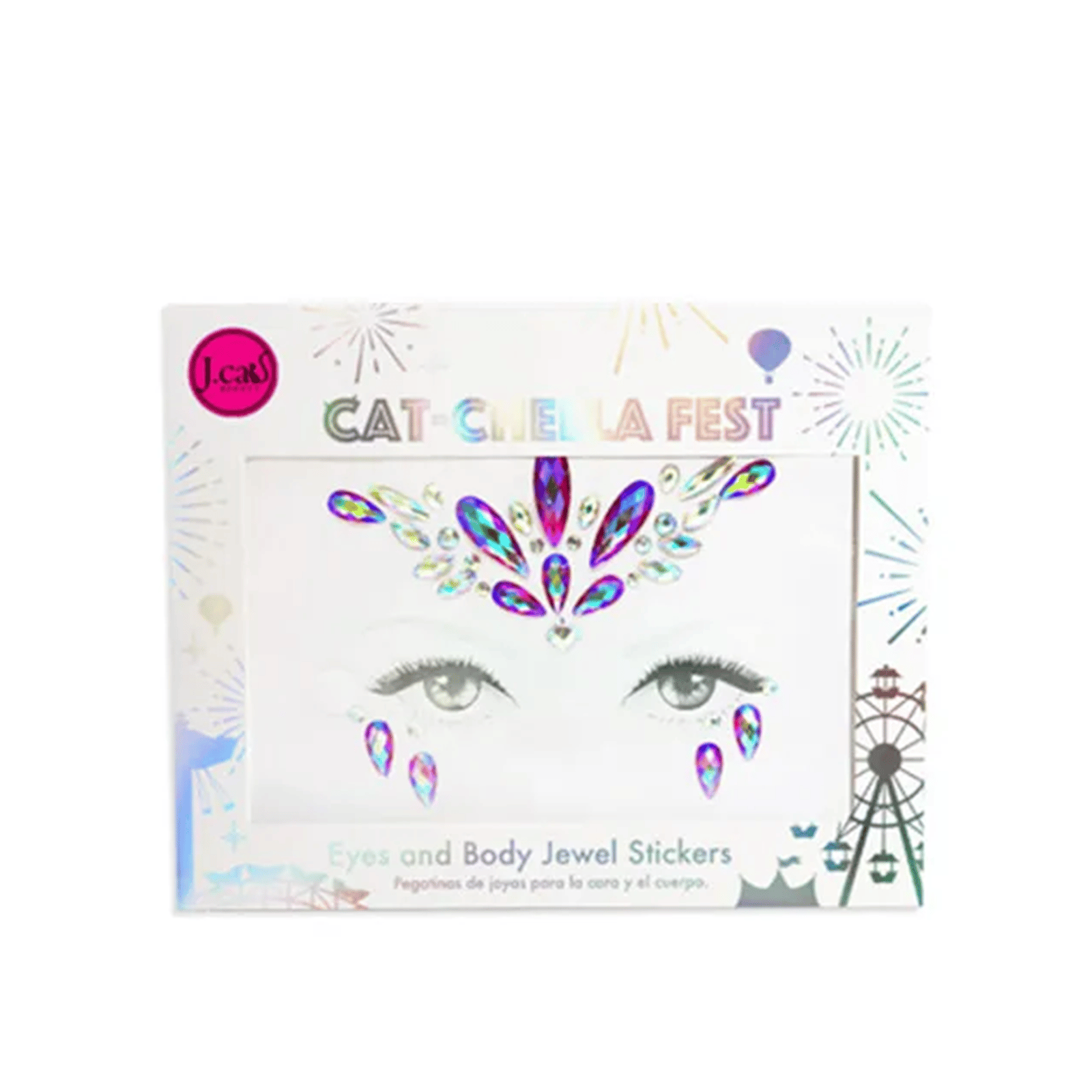 J.Cat Cat-Chella Fest ملصقات مجوهرات للوجه والجسم 101 Pink Topaz