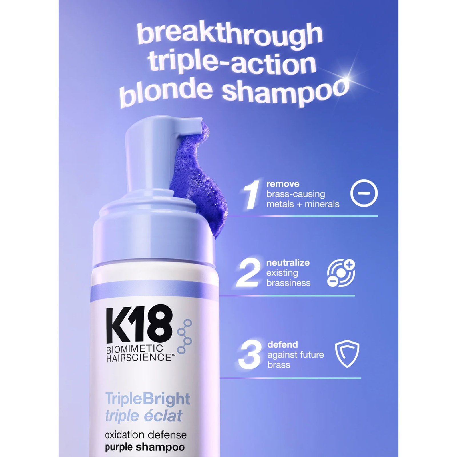 K18 Triple Bright Oxidation Defense Purple Shampoo 125ml