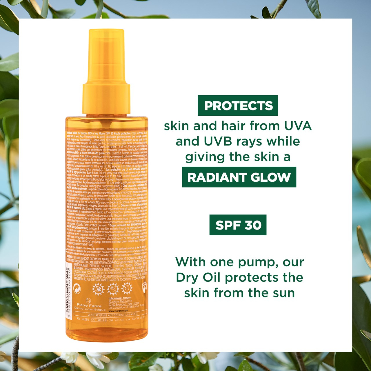 Klorane Polysianes Sun Protection Dry Oil SPF30 200ml